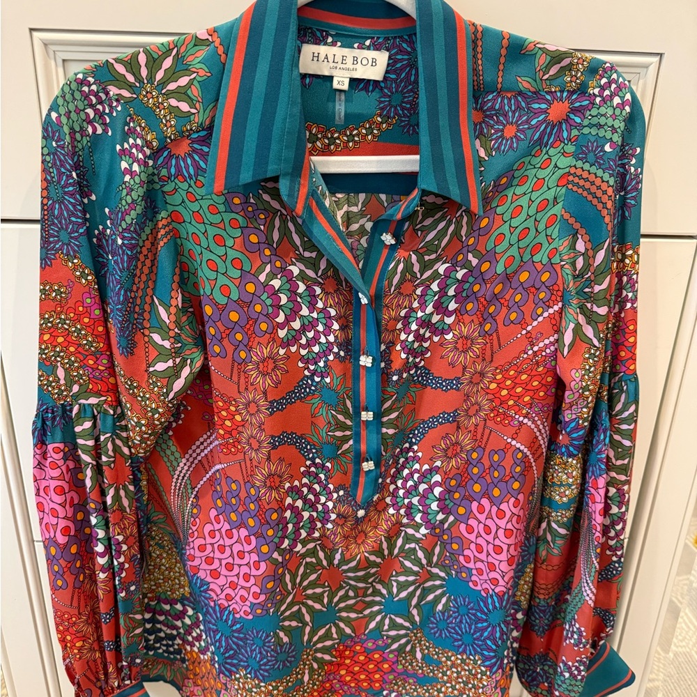 Hale Bob Teal and Orange Floral Shirt
